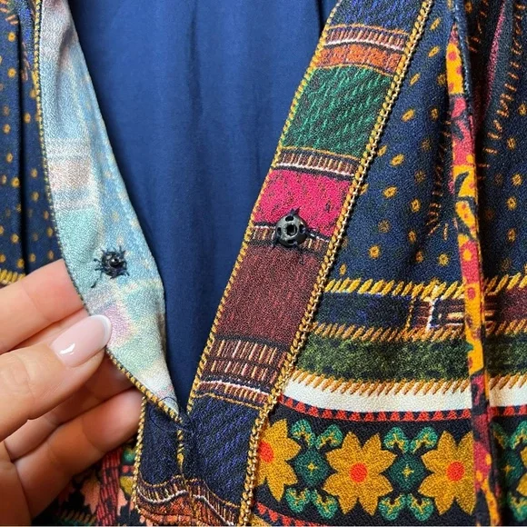 #63 FARM RIO MIXED PATCHWORK MIDI DRESS $265 Bohemian Multicolor Maxi Dress - Picture 9 of 12